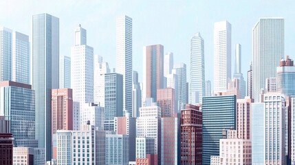 Obraz premium Cityscape with Modern Skyscrapers and Clear Sky