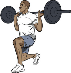 Weightlifting Athlete Performing Lunge Exercise