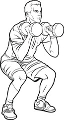 Athlete Performing Dumbbell Squat Exercise