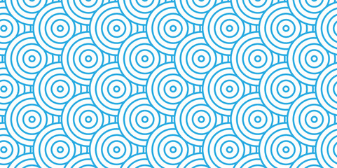 Abstract Overlapping Pattern. Seamless geometric ocean spiral pattern and abstract circle wave lines. blue seamless tile stripe geomatics create retro square line backdrop pattern background.