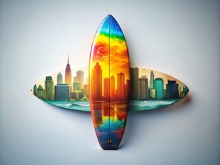Isolated Surfboard on White Background for Urban Exploration Photography