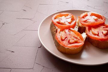 cultural spanish snack meat, cheese and tomato tapas sandwiches