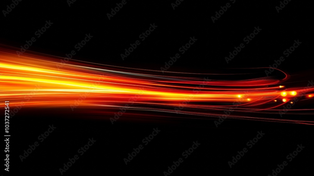 Poster speed and motion. abstract red and yellow light trails on a dark background