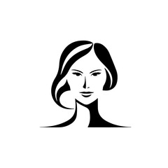 A vector silhouette image of a lady icon with a white background