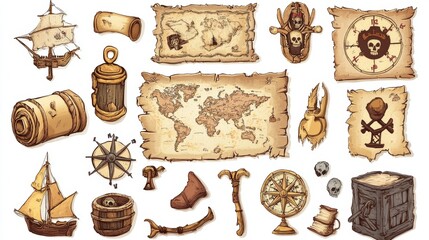 Fototapeta premium old pirate map on white background