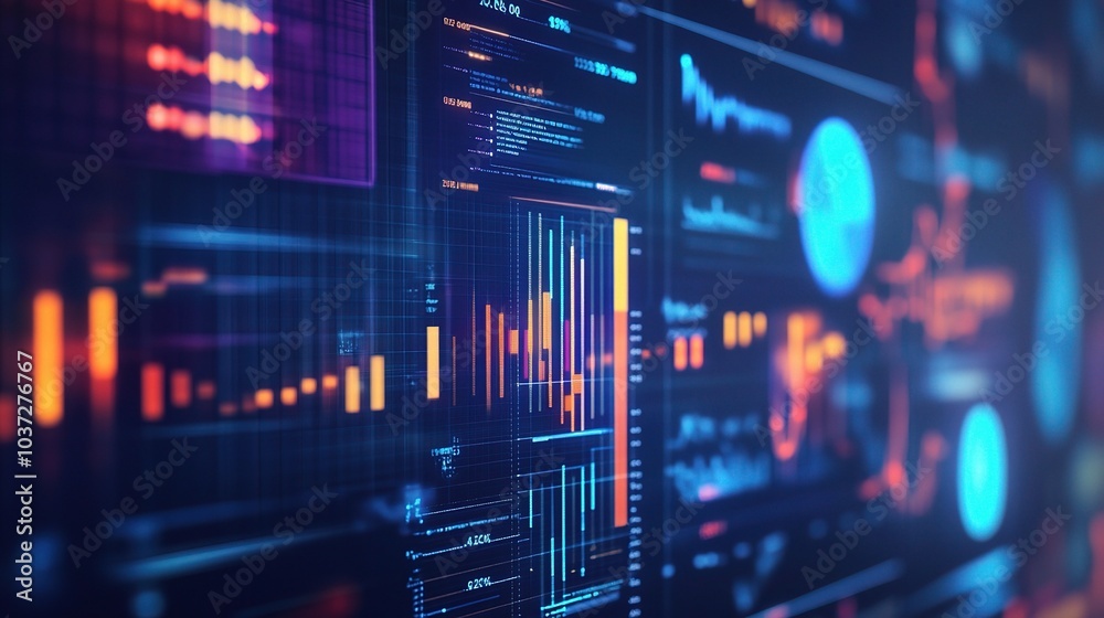 Poster abstract data visualization with graphs and charts