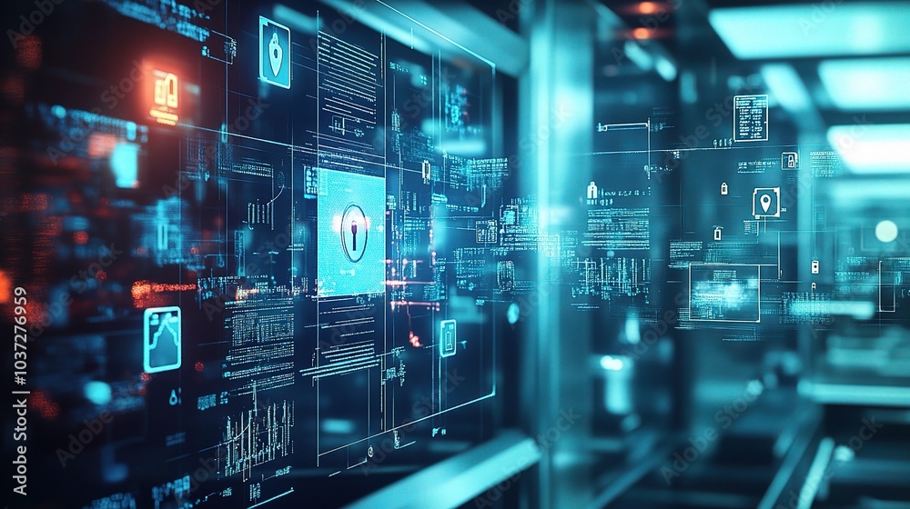 Poster digital security interface with data visualization