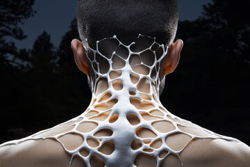 Lymphatic system, visualized in a clean, minimalist format with monochrome lines and dots for major lymph nodes and vessels