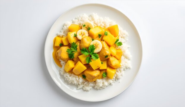 Riz Casimir &ndash; Rice with Chicken, Mango, and Banana in Curry Sauce (Swiss Cuisine)