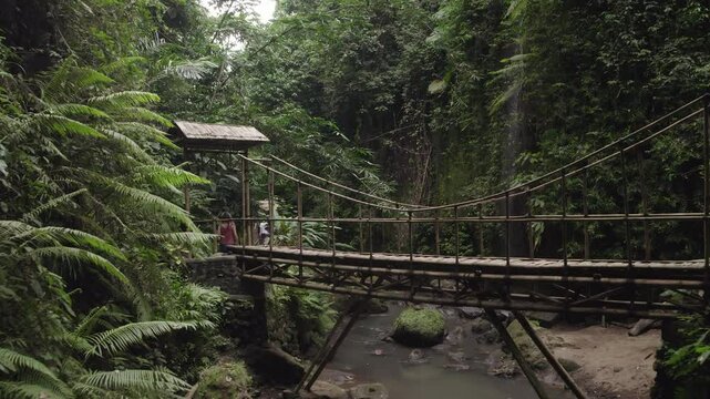 Puente sobre el r&iacute;o en medio de la selva de Bali.