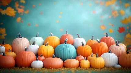 Vibrant autumn pumpkin patch with golden foliage families exploring the rustic and impressionistic countryside scene farmers preparing for the annual harvest