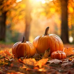 Goldene Kürbisse und bunte Blätter – herbstliche Tischdekoration