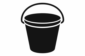 Black bucket silhouette vector.