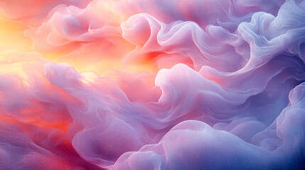 Ethereal pastel clouds swirling against a dreamy abstract background, evoking a serene and tranquil atmosphere. Suitable for relaxation, meditation, and dream-related themes.
