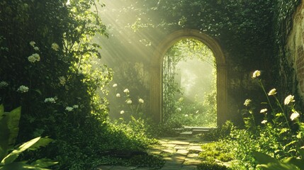 Obraz premium Sunlit Archway in a Lush Garden