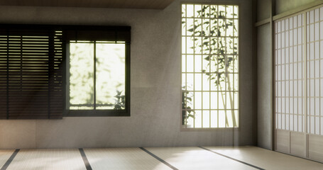 Mock up empty, Modern japanese tatami mat floor, room japanese traditional style. 3D rendering