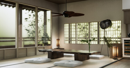 Japanese traditional style with decoration muji minimal. 3D rendering