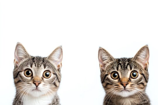 Deux chatons tigr&eacute;s curieux et expressifs