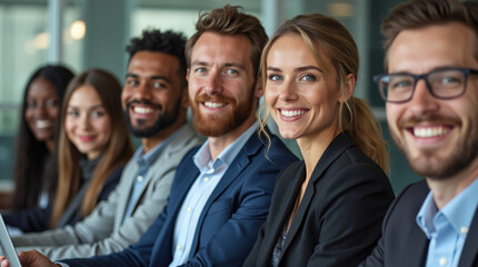 Diverse Group of Business Professionals in Modern Office Setting - Teamwork, Collaboration, and Leadership in Corporate Environment