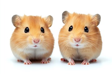 Deux hamsters identiques à la fourrure beige clair
