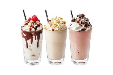 Milkshakes avec sirop et cr&egrave;me fouett&eacute;e

