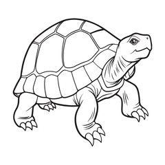 Silhouette vector style giant-tortoise with white background