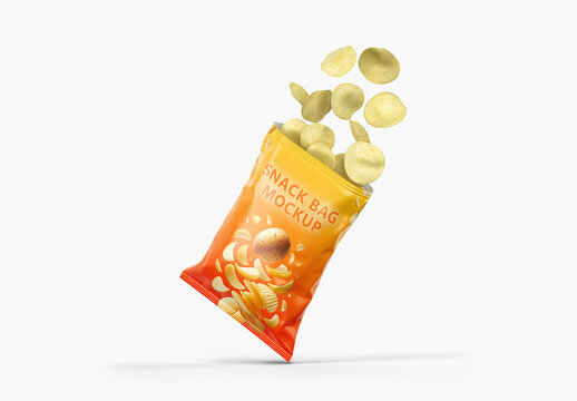 Packaging with Potato Chips Mockup