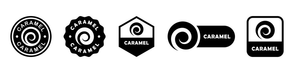 Caramel - vector signs for candy or sweet product labeling.