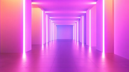 Vibrant Neon Corridor with Soft Lighting