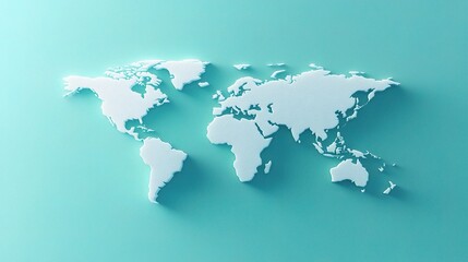 Fototapeta premium Minimalist World Map with Aqua Background