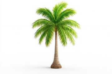 A vibrant palm tree on a white isolated background, perfect for tropical themes and nature designs.