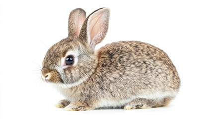 Fototapeta premium cute rabbit with soft fur and large ears sits gracefully against white background, showcasing its adorable features and playful nature