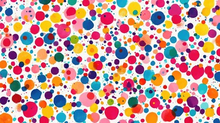 Colorful polka dot pattern, creating a playful and vibrant design, ideal for celebrations and artistic projects
