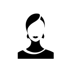 A vector silhouette image of a lady icon with a white background