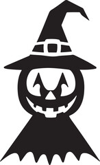 A vector silhouette image of a halloween icon with a white background