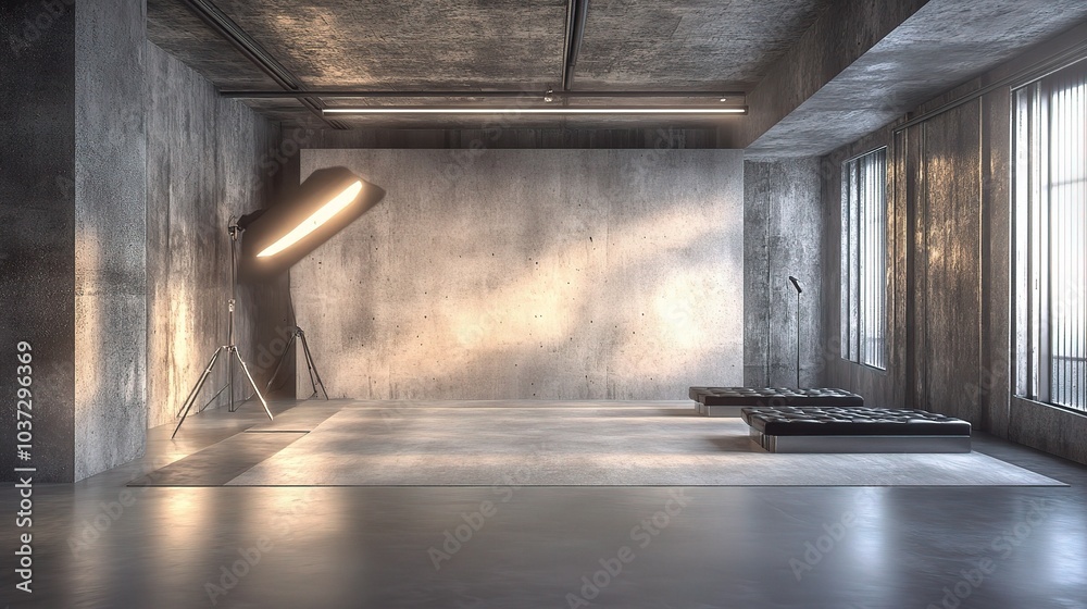 Canvas Prints Modern Industrial Interior with Dramatic Lighting