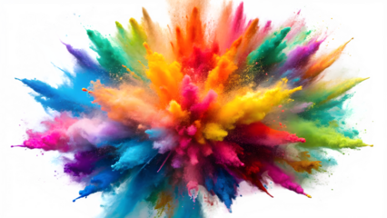 Mixed  powder color explosion isolated on a transparent background.