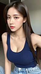 Fototapeta premium Beautiful body of Asian woman, close up portrait.