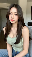 Beautiful body of Asian woman, close up portrait.