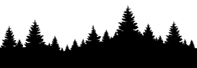 PAYSAGE AVEC SILHOUETTES DE SAPINS
