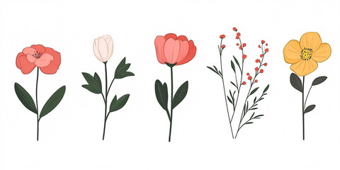 Elegant Botanical Vector Illustrations: Premium Line Floral Designs for Wedding Invitation Art and Save the Date Templates set