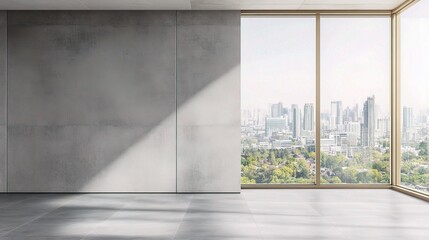Modern Empty Room with City View