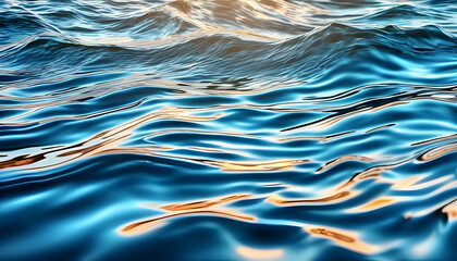 Seamless Background Images Transparent water wave pattern reflecting sunlight. The background is clear blue like the sky.