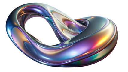 A futuristic abstract glass shape isolated on a transparent background.