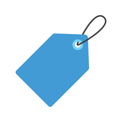 Blank blue price tag flat vector design isolated on white background