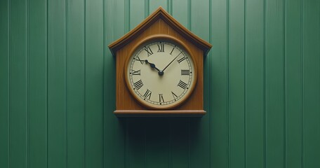 Clock on a Green Wall