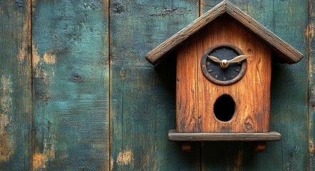 Clock in a Birdhouse, Interior Wall, Home Decor
