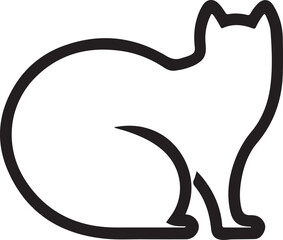 A vector silhouette image a cat icon with a white background