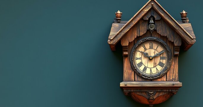 Vintage Cuckoo Clock on Green Wall