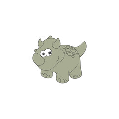 Cute dinosaur cartoon icon isolated on transparent background